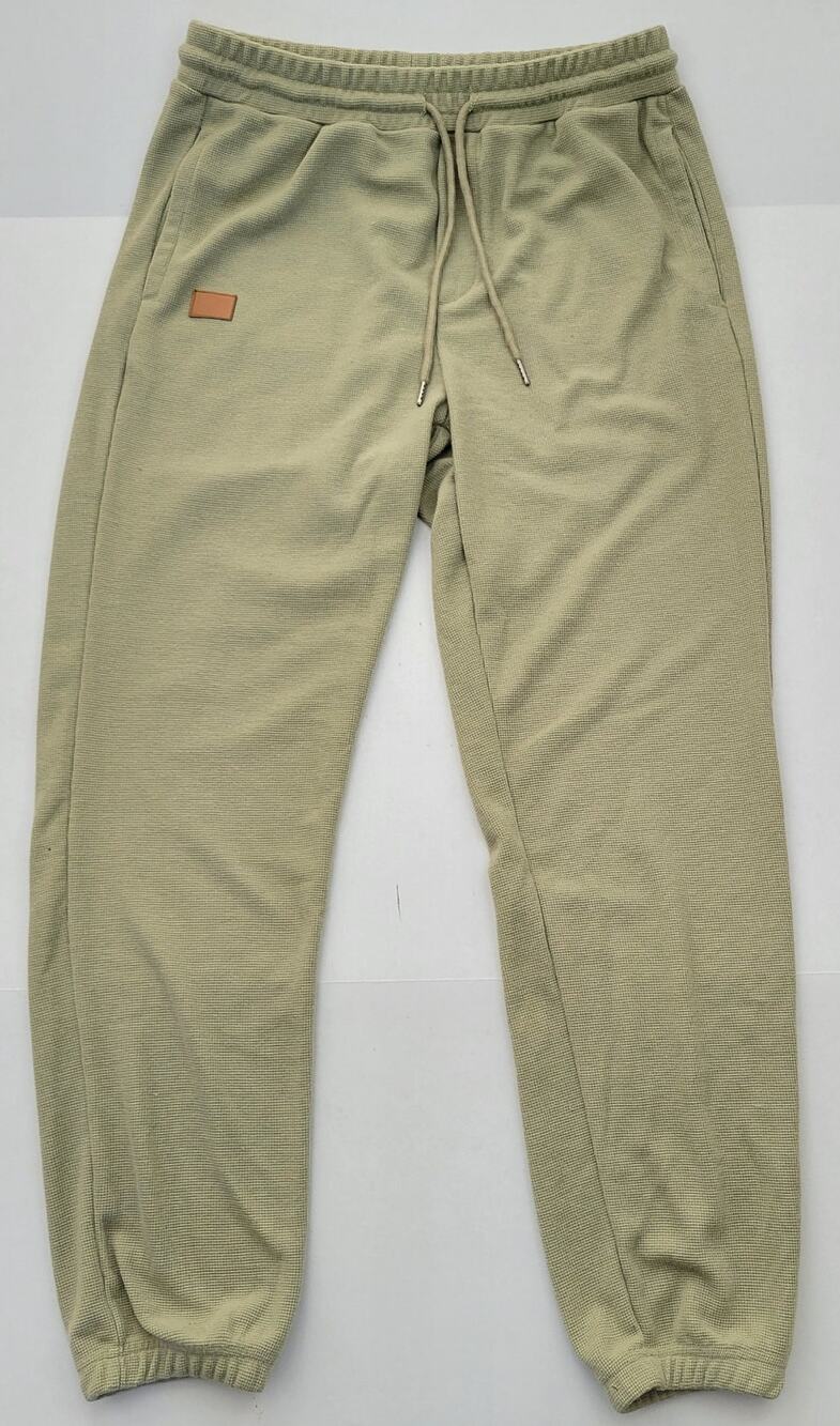 JMIERR Waffle Knit Men's M Joggers Sage Green Drawstring Pockets Comfort Pants